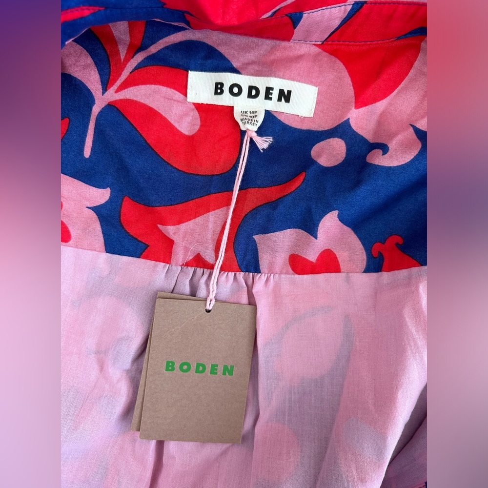 Boden Flo Cotton Midi Shirt Dress in the Abstract Tulip, Hotch pattern size 10p - Picture 11 of 11
